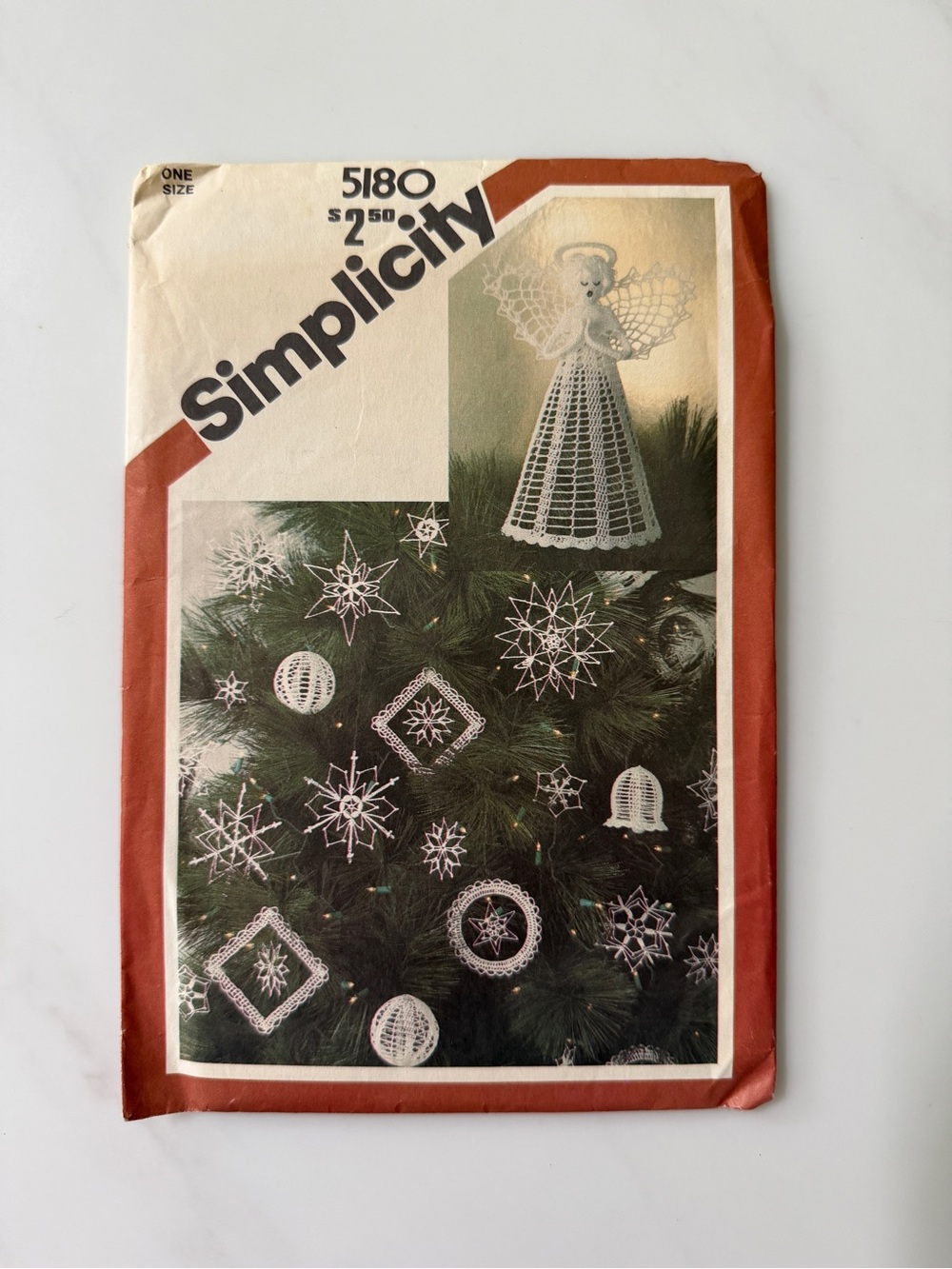 Simplicity 5180 Crochet Christmas Ornaments Tree Top Angel Pattern Vintage 1981